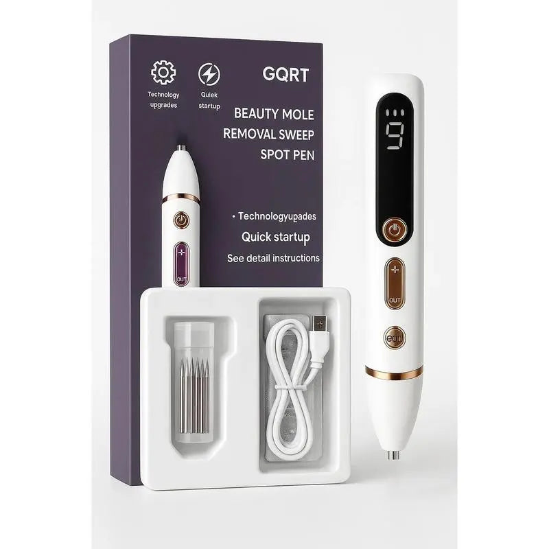 GQRT Smart LCD Beauty Pen – Lightweight Cordless Rechargeable Skincare Device for Facial Cleansing & Blackhead Removal with Bonus Tweezers.